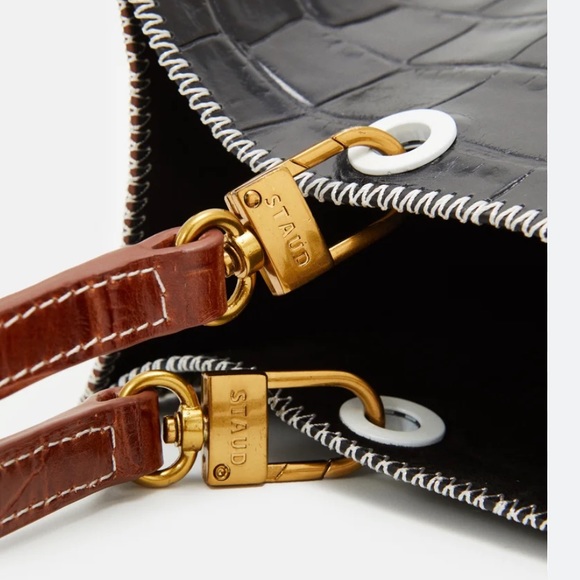 *SOLD* STAUD Gemma Shoulder Bag in Black and Brown Croc - Picture 4 of 12